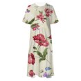 thumbnail image 1 of TSADFHJI Jupes Longues pour Femmes Robe Décontractée Col Rond Imprimé Floral Manches Courtes Ample Boho Été Plage TTG Bleu Ciel, 1 of 4