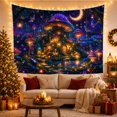 thumbnail image 3 of Mushroom House In Moonlit Forest Clearing, Whimsical Cottagecore Style for Mushroom Lovers, Fantasy Wall Art, Housewarming Gift Tapestry Wall Hanging for Bedroom and Dorm, 3 of 7