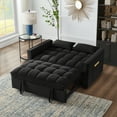 thumbnail image 2 of 3 in 1 Convertible Sleeper Sofa Bed, 53" Modern Convertible Sofa Bed with 2 Detachable Arm Pockets,Velvet Pull Out Couch with Pull Out Bed for Living Room Furniture,Black, 2 of 7