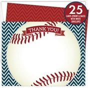 Baseball Flat Thank You Cards | 25 Flat Cards with 25 Bright White Envelopes (50 Count Total)