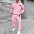 thumbnail image 5 of ibiyuan Mens 2 Piece Outfits Long Sleeve Pullover Hoodie and Pants Long Sleeve Hoodie and Pants Outfits Outfits Sport Suits,Pink, 5 of 6