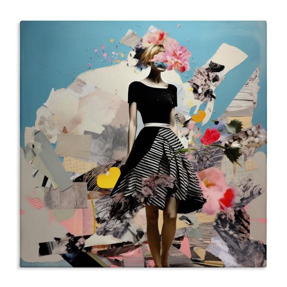 Stupell Industries Surreal Collage Woman People Painting Wrapped Canvas Art Print Wall Art, 36 x 36