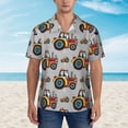 thumbnail image 2 of Xecao Cartoon Tractor print Hawaiian shirt - a stylish short-sleeve button-down for men, perfect for casual beach and tropical outings., 2 of 9
