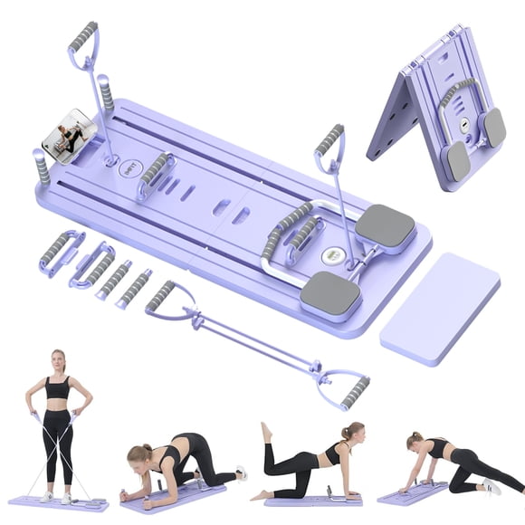 IMFit Pilates Reformer Board for Home | Foldable Pilates Equipment with Built-In Timer | Pilates Kit for Core and Lower Body Workouts | Pilates Board with Resistance Ropes for Women & Men (Lite)