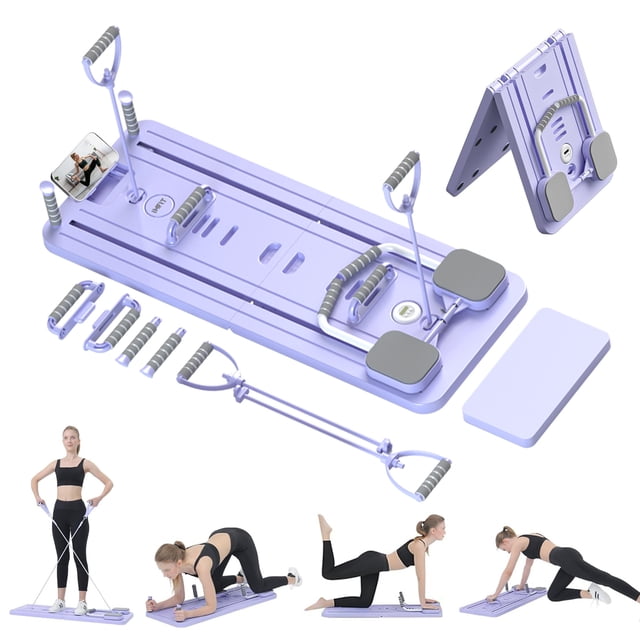 IMFit Pilates Reformer Board for Home | Foldable Pilates Equipment with Built-In Timer | Pilates Kit for Core and Lower Body Workouts | Pilates Board with Resistance Ropes for Women & Men (Lite)