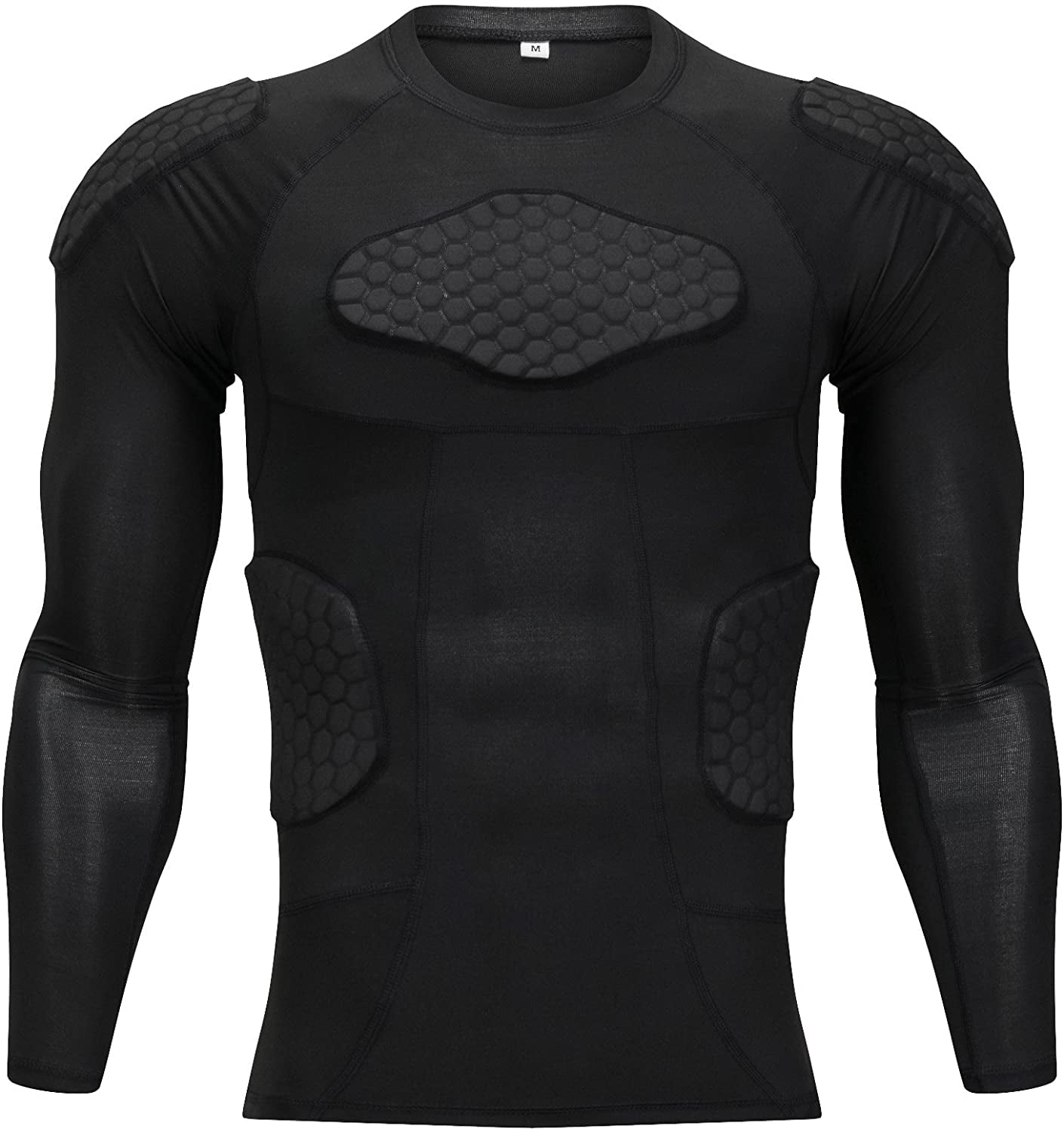 New Tuoy Men's Padded Rib Chest Protector Sports Top Compression Black XL 