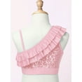 thumbnail image 4 of MSemis Girls Kids Shiny Sequined Dance Crop Top Jazz Modern Dance Top Pink 6, 4 of 7