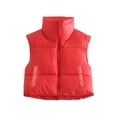 thumbnail image 1 of Sunloudy - Chaleco corto cálido de invierno para mujer, sin mangas, cuello alto, chaleco acolchado ligero de doble cara Sunloudy moda, 1 of 2