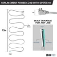 thumbnail image 6 of Iron Forge Cable Flat Plug 14 Gauge Power Cord Replacement - 15ft,15 Amp Gray Heavy Duty, 12/3 SJT 3 Prong Cable for Appliances & Power Tools, 6 of 8