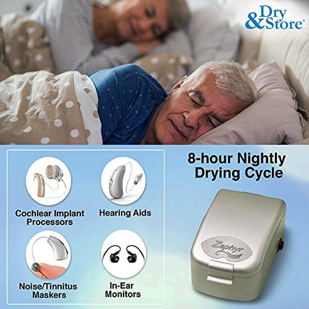 Zephyr by Dry & Store Hearing Instrument Dryer/Dehumidifier | for Care and Maintenance of Hearing Aids | Cochlear Processors | in-Ear Monitors