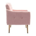 thumbnail image 4 of Modern Accent Chair, Leisure Single Sofa Chair with Rose Golden Feet, Teddy Upholstered Armchair with Highback, Reading Lounge Armchair Side Chair Furniture for Bedroom Living Room, Pink, 4 of 8