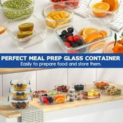 TAIMASI 42 Pcs Glass Food Storage Containers Set with Snap Locking Lids, 21 Containers & 21 Lids, Glass Meal Prep Lunch Box Containers, Grey