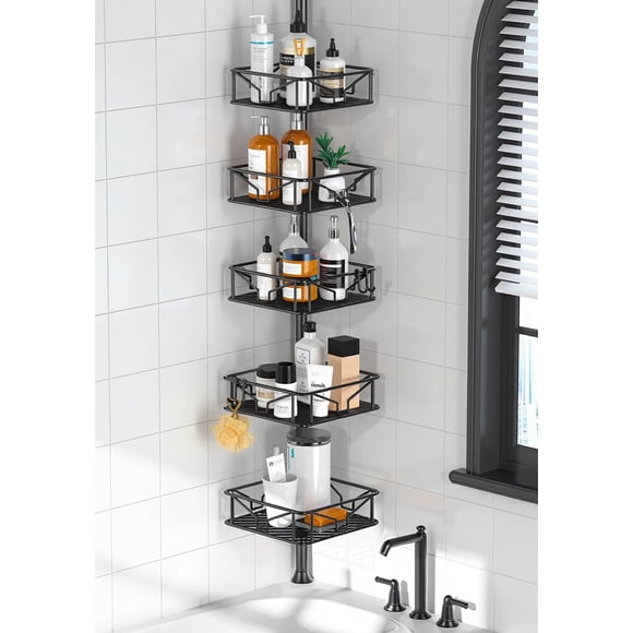 Organizador de ducha Skycarper, 5 niveles, ajustable, negro