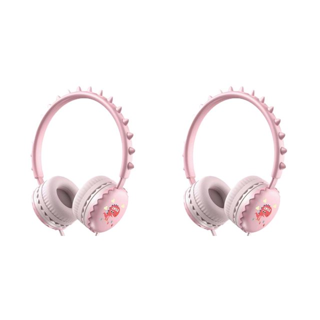 Matsuzay Auriculares con cable Control de volumen Auriculares para niños con micrófono Diadema ajustable Accesorios para auriculares Niñas Niños Rosa 2piezas