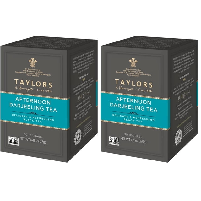 Tea Taylors of Harrogate Afternoon Darjeeling, 50 bolsitas, color negro