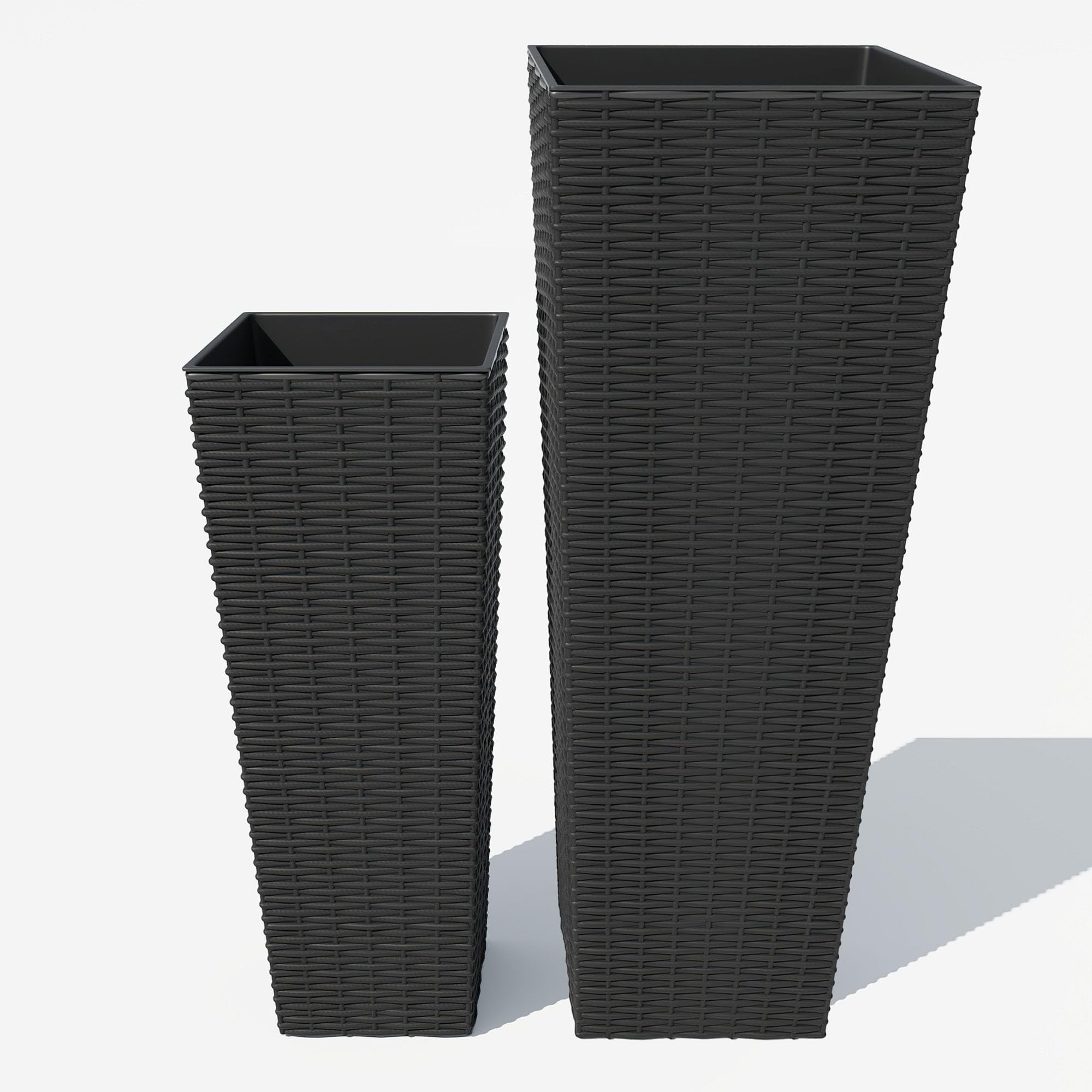 Huisuilinss Tall Planter Set Of 2 For Outdoor Plant,Tapered Planter,Decorative Flower Pots With 4 Drainage Holes For Indoor Outdoor Front Porch Patio Backyard Home Garden