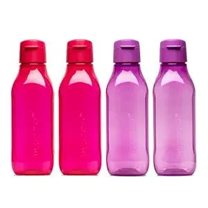 Tupperware Aquasafe Plastic Water Bottle Set, 1 Litre, Set of 4, Multicolour (Tup_B01LY83TUY)