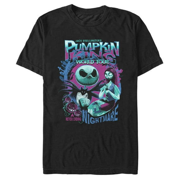Men's The Nightmare Before Christmas Pumpkin King World Tour  Graphic Tee Black Large