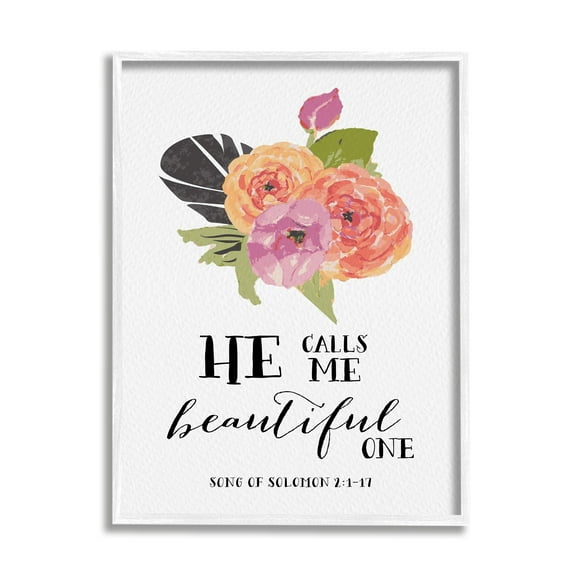 Stupell Industries He Calls Me Beautiful One Spiritual Quote Typography Framed Wall Art, 16 x 20, Design by Amy Brinkman