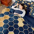 thumbnail image 5 of Homewish Navy Gold Honeycomb Twin Bedding Sets 7-Piece for Adult, Modern Fashion Abstract Bedding Comforter Set, Chic Hexagon Reversible Sheet Sets, Luxury Bedroom Decor, 5 of 8