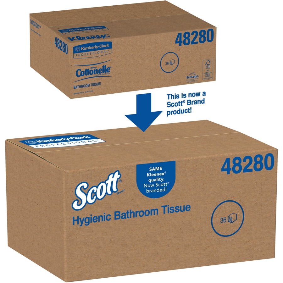 Scott Control Extra Soft Hygienic Bathroom Tissue (48280), Soft 2-Ply, Single Pull, 250 Sheets per Pack, 36 Packs per Case - 3