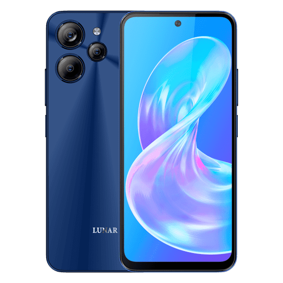 Lunar Smartphone Eclipse L1 5G Desbloqueado, 128 GB, 6,79", Carga Rápida, Cámara IA, Color Azul Aura