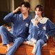thumbnail image 1 of Pijamas de pareja de primavera y otoño Ropa de hogar de algodón de otoño para mujer y hombre Pantalones de manga larga Traje Cárdigan Solapa con botones delanteros Casual Hogar, 1 of 6