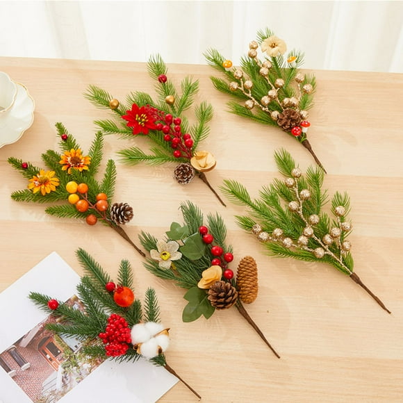 YSNOOWE 4Ud Ramas Decorativas De Agujas De Pino Artificiales Para Uso En Fiestas Y Interior