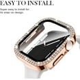 thumbnail image 5 of for Apple Watch Case 42mm Series 3/2/1 with Tempered Glass Screen Protector, Double Bling Case Crystal Diamonds Rhinestone Bumper Overall Hard PC Protective Cover for iWatch 42mm, Rose Gold, 5 of 5