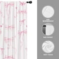thumbnail image 3 of Pink Bow Window Curtains for Bedroom 42 x 63 Inch Rod Pocket Cute Girls Girly Kids White Blush Preppy Princess Kawaii Pastel Aesthetic Home Bedroom Living Room Treatment Set of 2 Panels Drapes, 3 of 5