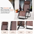 thumbnail image 6 of CL.HPAHKL Zero Gravity Lawn Lounge Chairs Set of 2, Adjustable Patio Reclining Chair with Pillow and Cup Holder, Folding Outdoor Chairs for Deck Beach Yard, Brown, 6 of 7