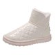 thumbnail image 5 of Botas de nieve de tubo medio impermeables de PU de terciopelo de invierno, tacón plano grueso y cálido para mujer beige Yuyangstore botas de nieve, 5 of 8