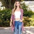 thumbnail image 2 of Women's Open Front Ribbed Knit Cardigan with Front Pockets - Small, Mauve Pink, 2 of 7