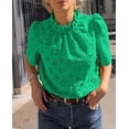 thumbnail image 3 of PRETTYGARDEN Summer Tops for Women Trendy Short Sleeve Eyelet Embroidered Dressy Casual Blouse Shirts, 3 of 8