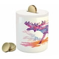 thumbnail image 2 of Moose Piggy Bank, Unusual Deer Trippy Featured Color Effects Digital Vivid Display, Ceramic Coin Bank Money Box for Cash Saving, 3.6" X 3.2", Mauve and Orange, by Ambesonne, 2 of 4