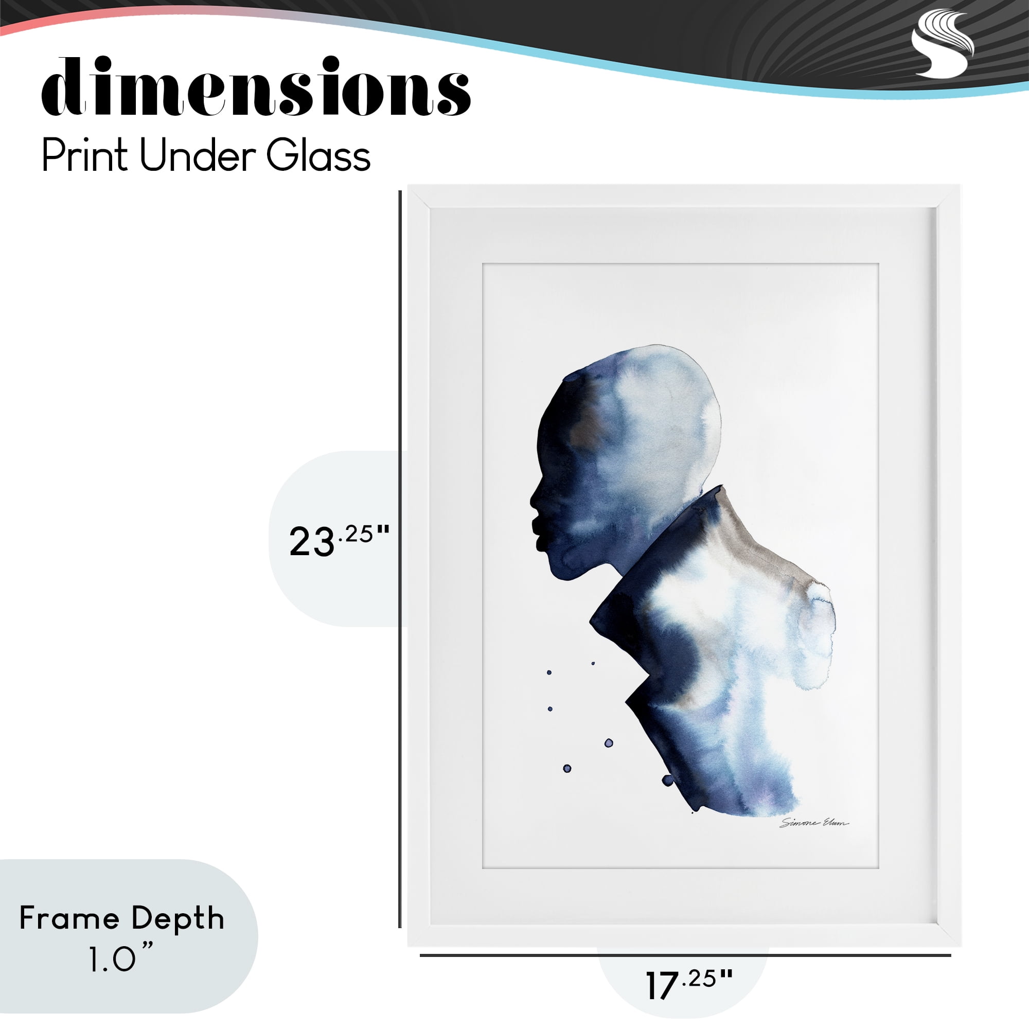 Stupell Industries Feeling Blue Portrait Silhouette White Framed Print Under Glass, design by Simone Elum