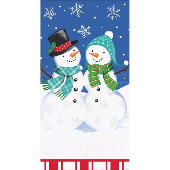 Snowfriends and Flakes 3-Ply Guest Paper Dinner Napkins 16 Per Pack