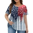 thumbnail image 2 of TQWQT 4th of July Plus Size Tunic Tops for Women Dressy Summer Short Sleeve Tee Shirt Tops American Flag Crew Neck T Shirts Loose Patriotic Tunics Blouses, 2 of 5
