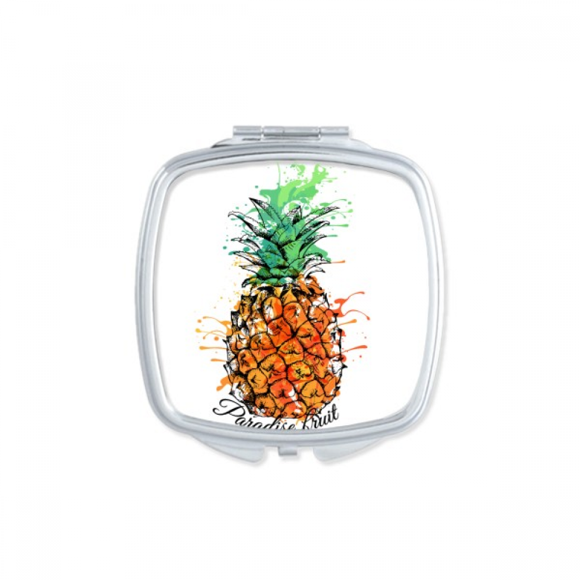 Orange Pineapple Tropical Fruit Square Mirror Portable Compact Pocket Makeup Double Sided Glass