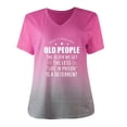 thumbnail image 3 of Tbopshirt Womens Top Women Gradient Print Fashion Short Sleeve V-Neck Letter Print Pullover T-shirt, 3 of 4