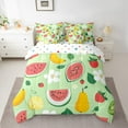 thumbnail image 3 of Manfei Teens Fruit Strawberry 7pcs Bedding Comforter Set, Pear Watermelon Cartoon Queen Bedding Sets, Cute Flower Plant Reversible Queen Sheet Sets, Microfiber Bedroom Decor, 3 of 8