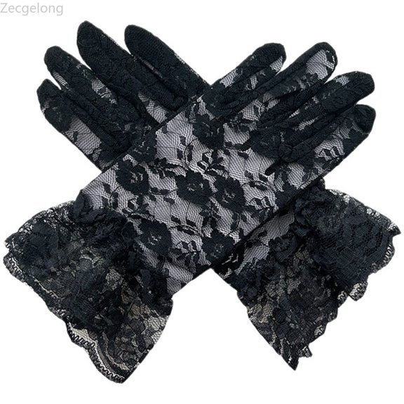 Zecgelong Kids White Lace Gloves Party Dress Up Accessory for Girls Black Size 0