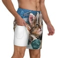 thumbnail image 3 of Balery Playful Cat Mens Swim Trunks Swim Shorts for Men Quick Dry Inseam Beach Shorts with Compression Liner Pocket-Large, 3 of 9