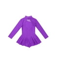 thumbnail image 4 of Sxiwei Kids Girls Figure Ice Skating Dress Long Sleeves Rhinestone Ballet Dance Dress Purple 10, 4 of 7