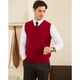 thumbnail image 6 of Kallspin Men's Sweater Vest Cotton V Neck Relaxed Fit Knit Sleeveless Pullover Sweater(Red,Small), 6 of 9