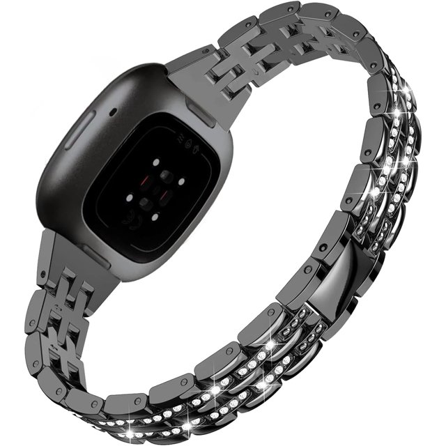 REQO Bandes Métalliques Bling Compatibles avec Fitbit Versa 4 / 3 / Sense 2 / Sense, Sangles de Remplacement Réglables