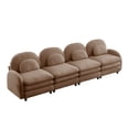 thumbnail image 5 of FFZ Teddy Fabric Soft Cloud 4-Seat Sofa Curved Backrest Lumbar Modular Camel For Living Room Apartment, 5 of 12