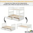 thumbnail image 6 of Bellemave Twin Over Twin Bunk Bed with 2 Storage Drawers,Wooden Bunk Bed Frame with Guardrails for Bedroom, Can be Convertible into 2 Beds (White), 6 of 16