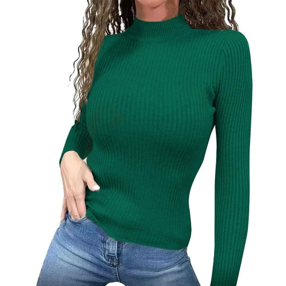 MESSUEN Wool Sweater Women Long Sleeve Undershirt for Women Pull Over Sweaters Womens Women Tops Basic Top for Women Casual Tops Women's Tops Casual Army Green L