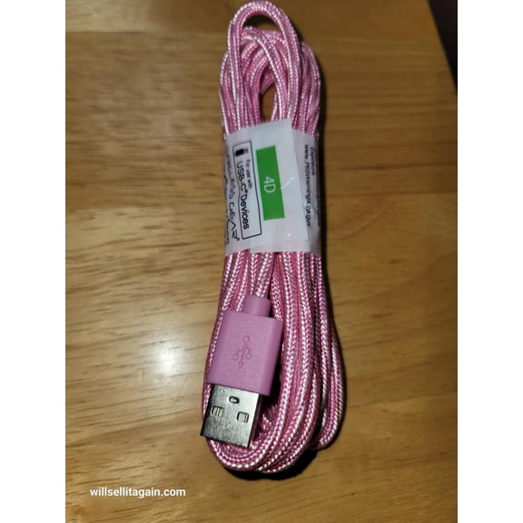 Wireless Gear 10 Ft USB to USB-C Braided Fabric Charging Cable (Pink)